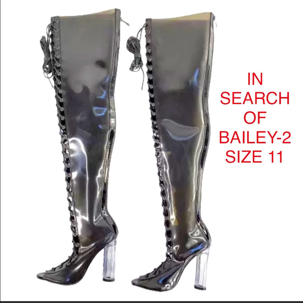 ISO Cape Robbin Bailey-2 over knee transparent peep toe boots size 11